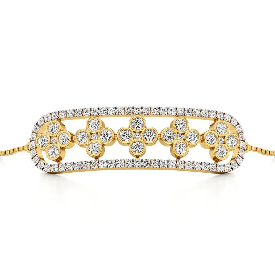 Noor | Round Lab Grown Diamonds Floral Pattern Chain Bracelet - Nivara