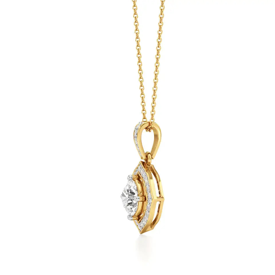 Sol | Classic Round Lab Grown Diamond with Floral Halo Pendant - Nivara