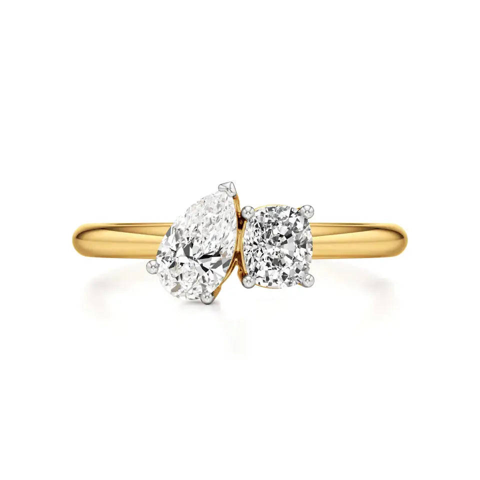 Toi et Moi | Pear & Cushion Lab-Grown Diamond Ring - Nivara