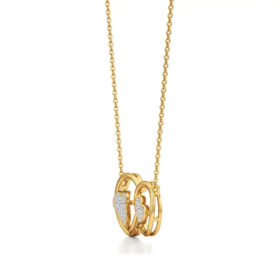 Sneh | Elegant Round Lab Grown Diamonds Dual Heart Pendant - Nivara