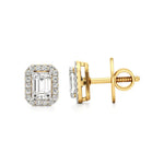 Mira | Emerald-Cut Solitaire Lab-Grown Diamond with Halo Studs - Nivara