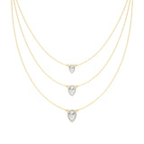 Elara | Pear Lab Grown Diamonds with Halo Triple Chained Necklace