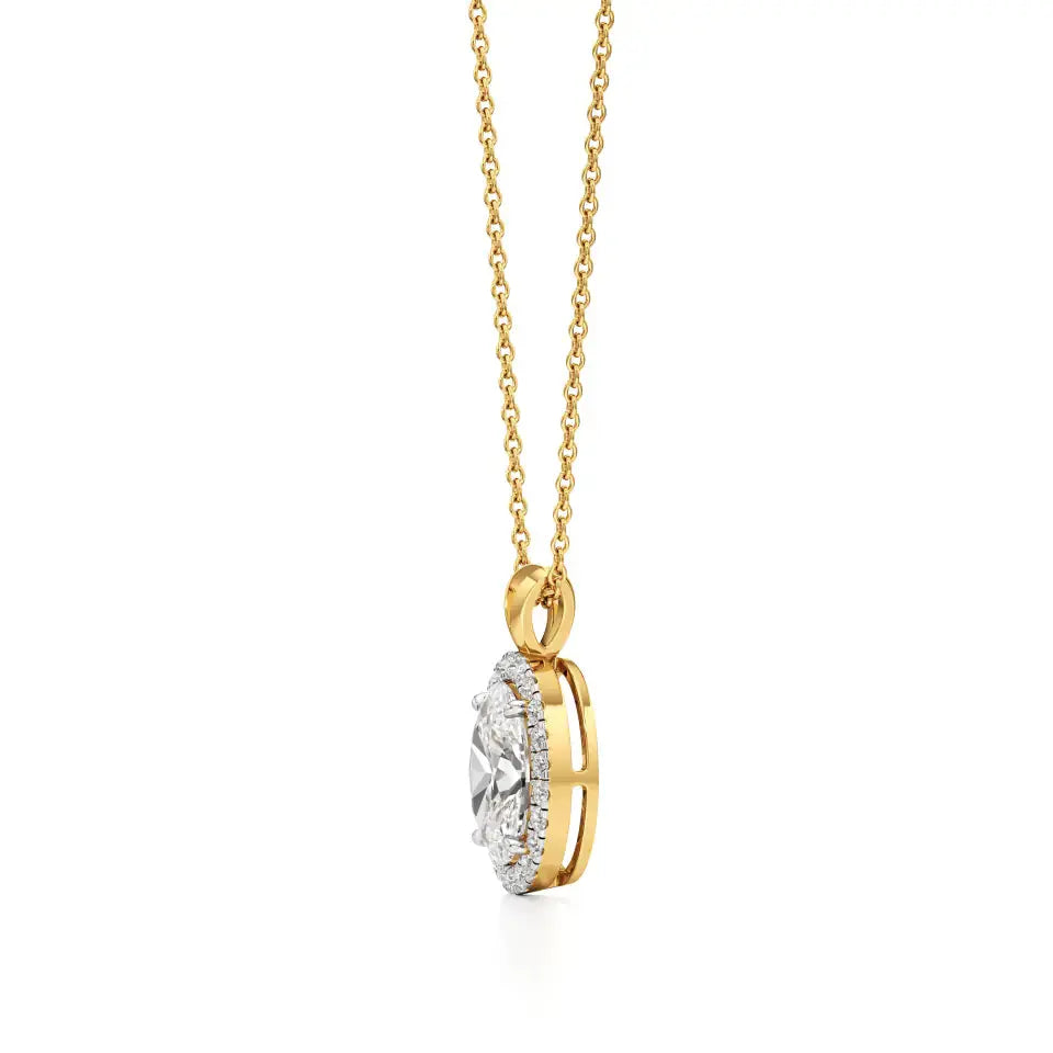 Mira | Oval Solitaire Lab Grown Diamond with Halo Pendant - Nivara
