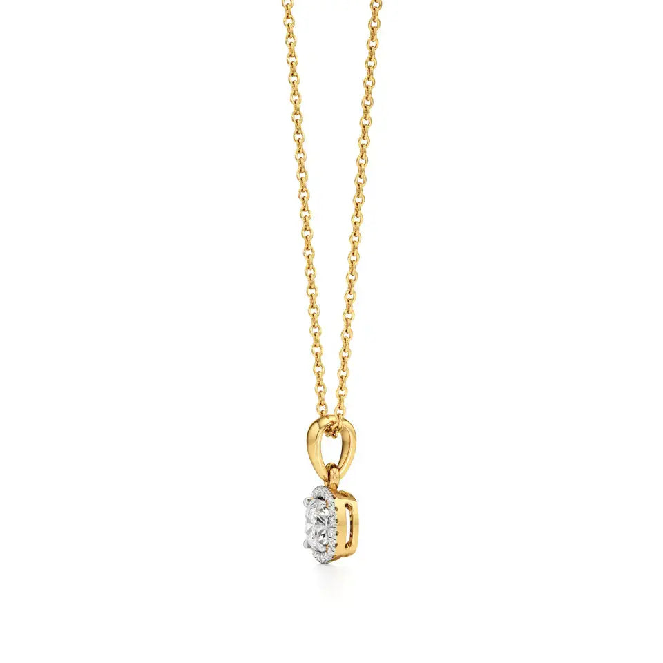 Mira | Cushion-Cut Solitaire with Halo Lab Grown Diamonds Pendant - Nivara