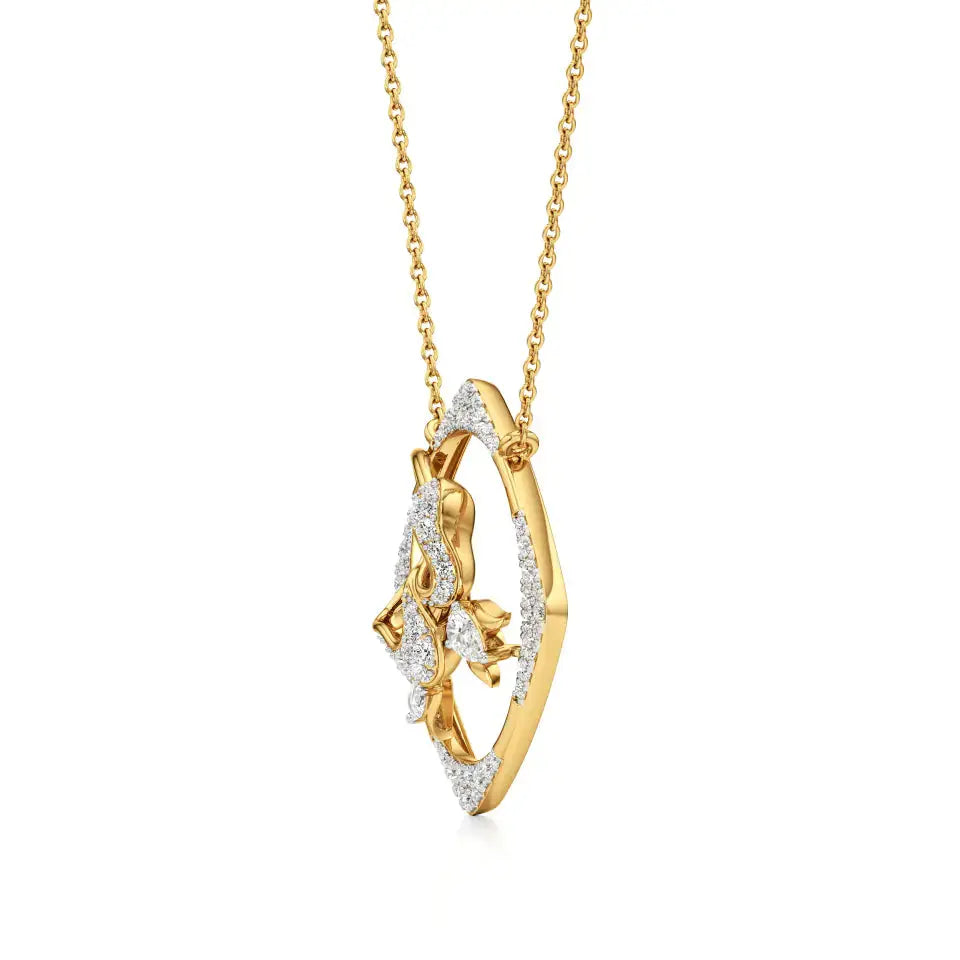 Flora | Pear & Round Lab Grown Diamonds Floral Pendant - Nivara