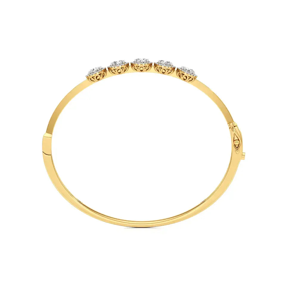 Elyra | Elegant Five Lab Grown Diamonds Halo Design Oval Bangle - Nivara
