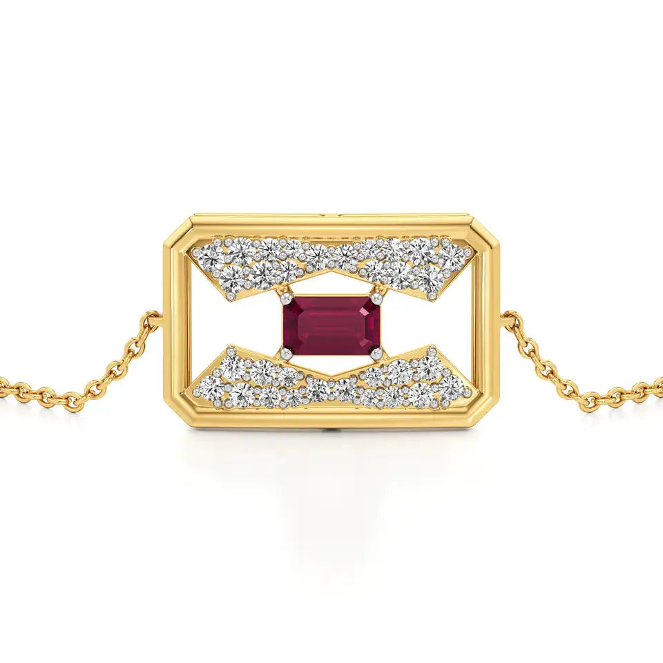 Rupak | Ruby Accented Round Lab Grown Diamonds Chain Bracelet - Nivara