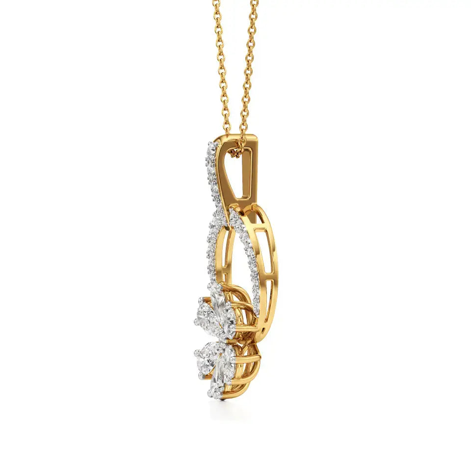 Flora | Round & Pear Lab Grown Diamonds Floral Pendant - Nivara