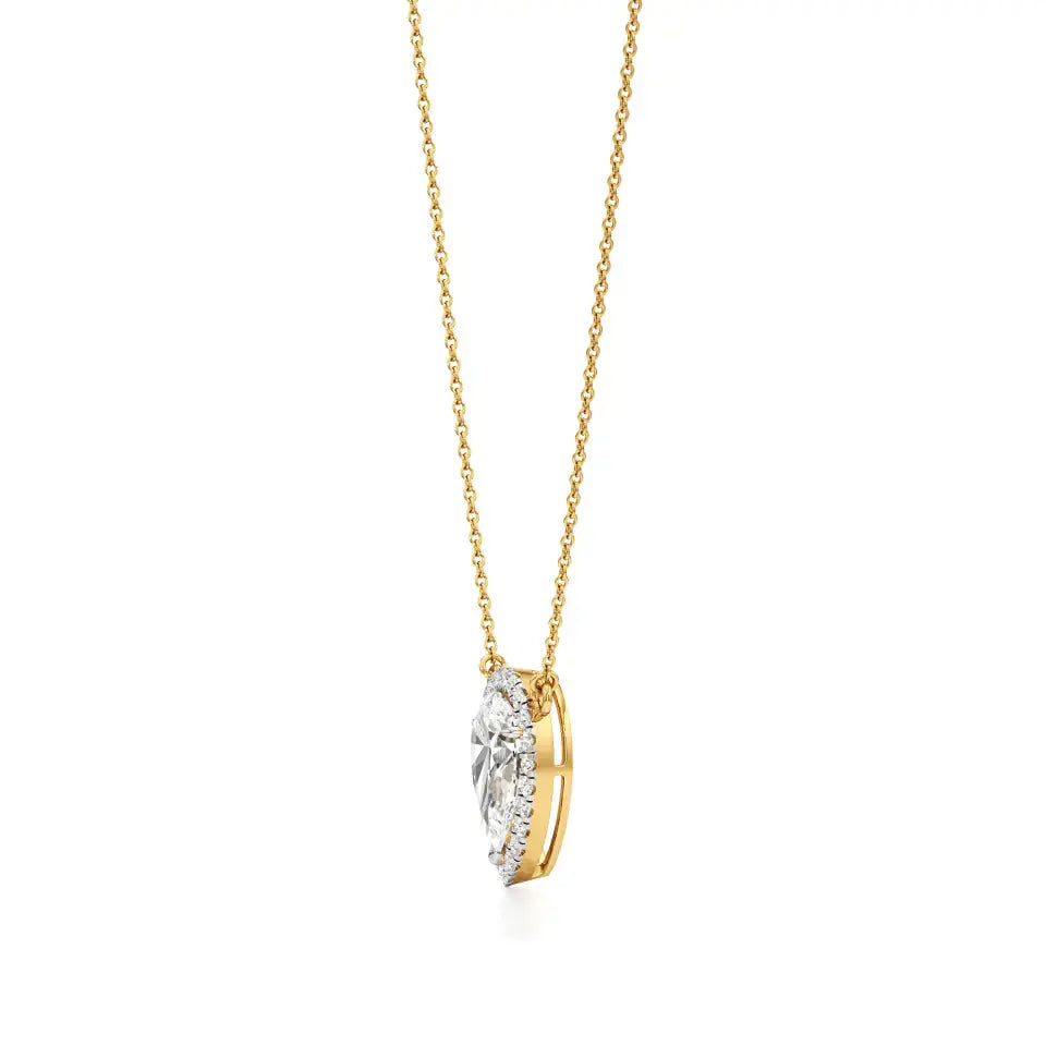 Mira | Pear-Cut Solitaire Lab Grown Diamond with Halo Necklace - Nivara
