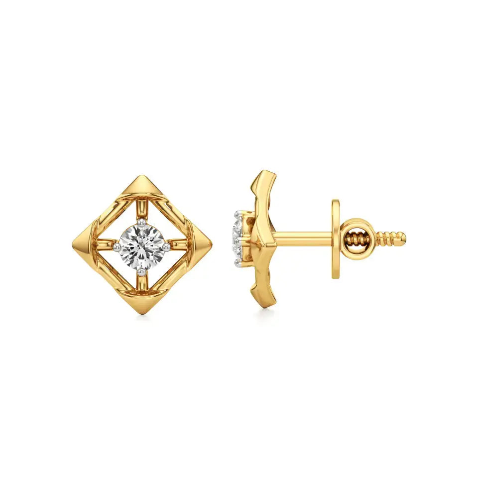 Nora | Round Solitaire Lab-Grown Diamond Square Studs - Nivara