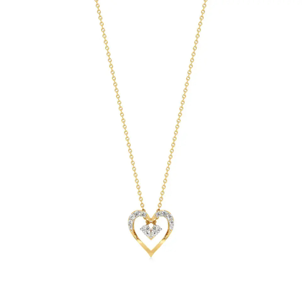 Sneh | Classic Round & Pear Lab Grown Diamonds Heart Pendant - Nivara
