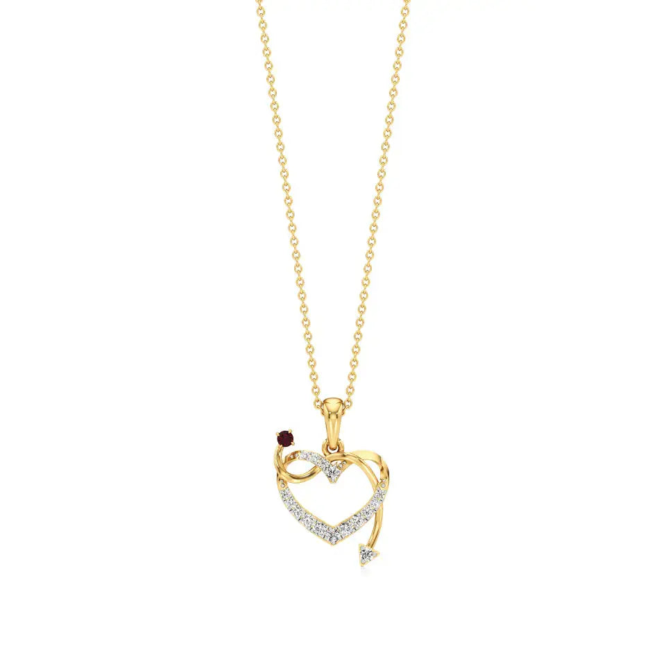Sneh | Elegant Round Lab Grown Diamonds with Ruby Accent Heart Pendant - Nivara