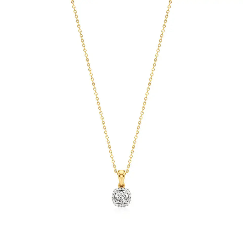 Mira | Cushion-Cut Solitaire with Halo Lab Grown Diamonds Pendant - Nivara