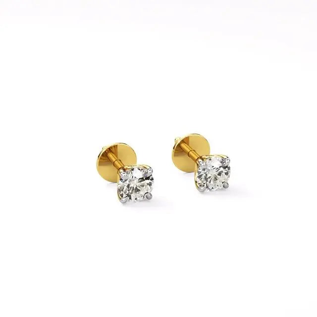 Thea | Four Prong Studs with Round Lab-Grown Diamond - Nivara