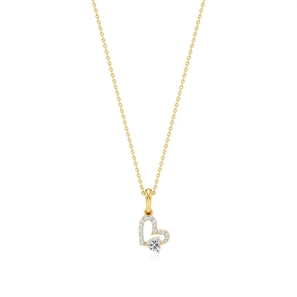 Sneh | Classic Heart & Round Lab Grown Diamonds Pendant - Nivara