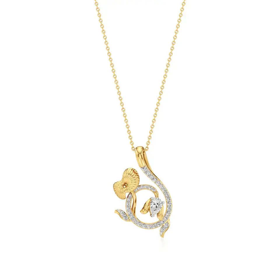Mode | Pear & Round Lab Grown Diamonds Floral Pendant - Nivara