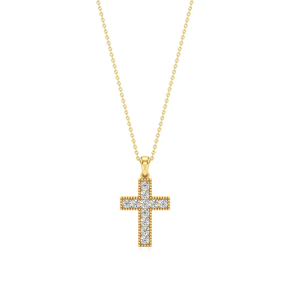 Aura | Round Lab Grown Diamonds Cross Pendant - Nivara