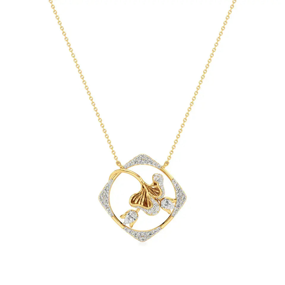Flora | Pear & Round Lab Grown Diamonds Floral Pendant - Nivara