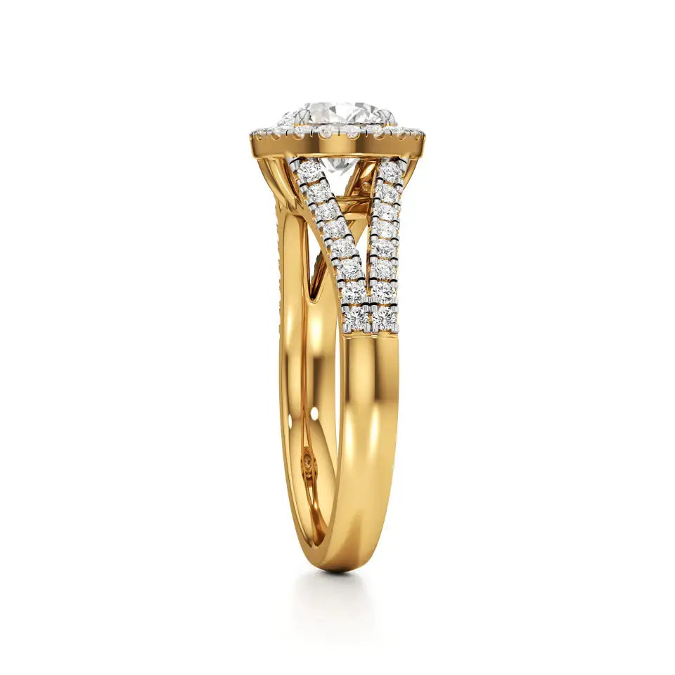 Mira | Round Solitaire with Halo Ring - Nivara