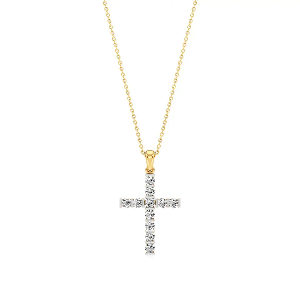 Aura | Round Lab Grown Diamonds Cross Pendant - Nivara