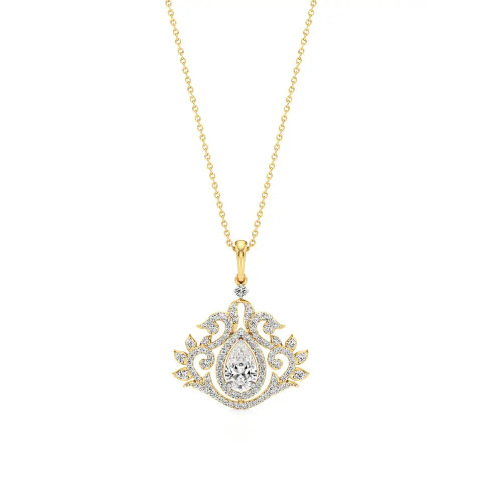 Flora | Pear & Round Lab Grown Diamonds Floral Pendant - Nivara