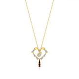 Sneh | Round Lab Grown Diamonds with Ruby Heart Pendant - Nivara