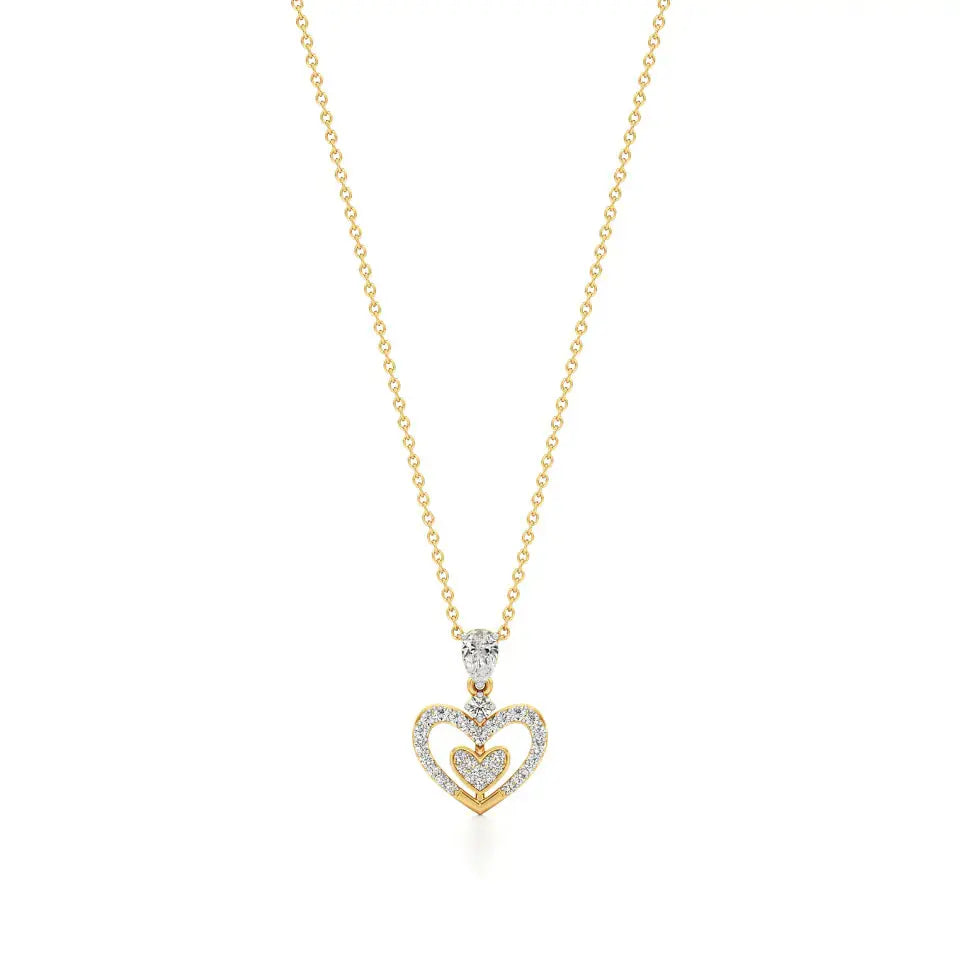 Sneh | Pear & Round Lab Grown Diamonds Heart Pendant - Nivara
