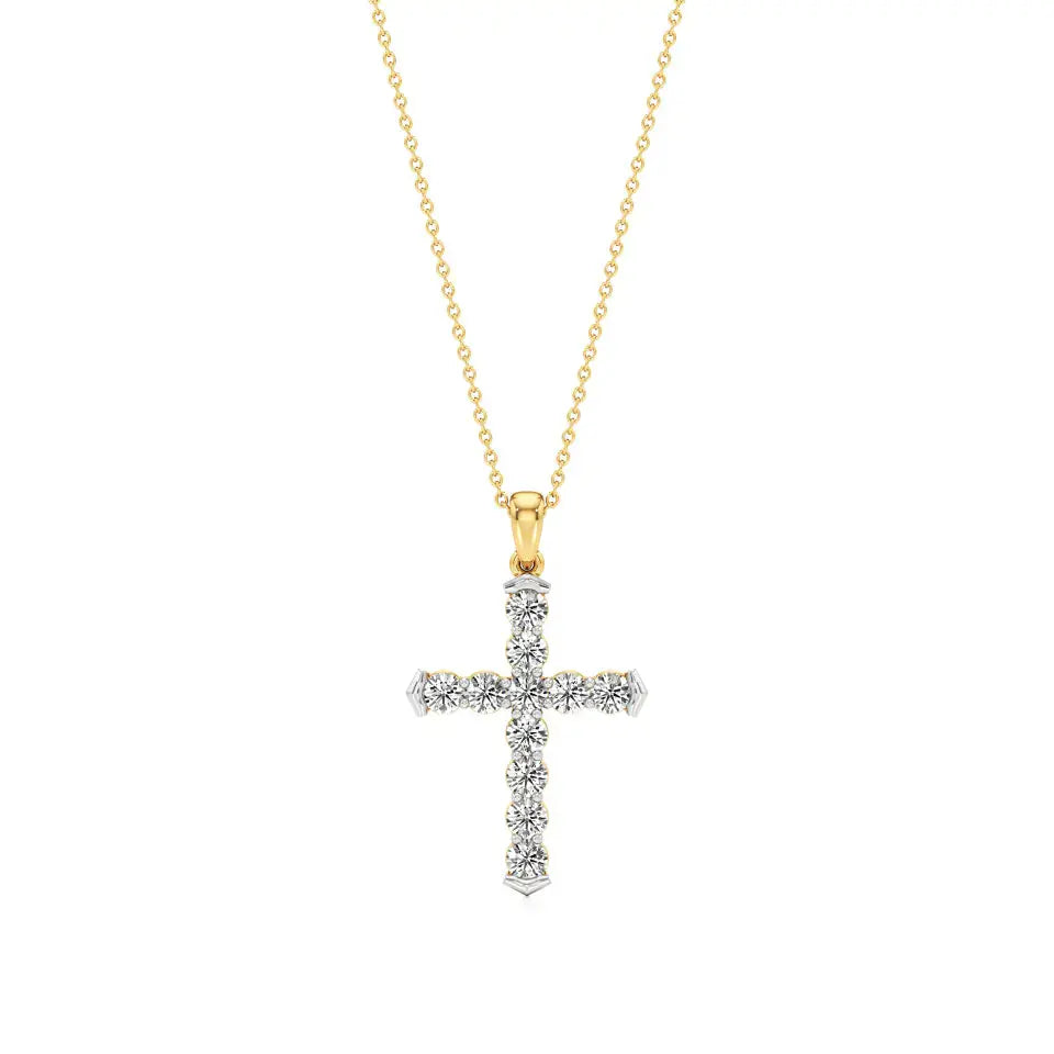 Aura | Round Lab Grown Diamonds Cross Pendant - Nivara
