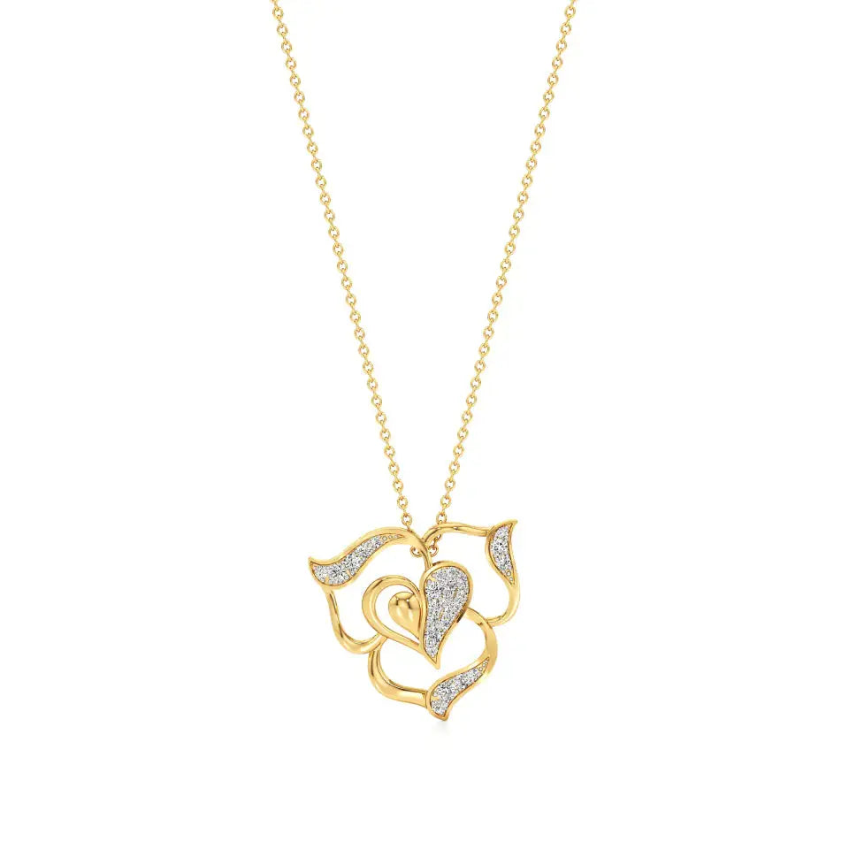 Sneh | Round Lab Grown Diamonds Heart & Petals Pendant - Nivara