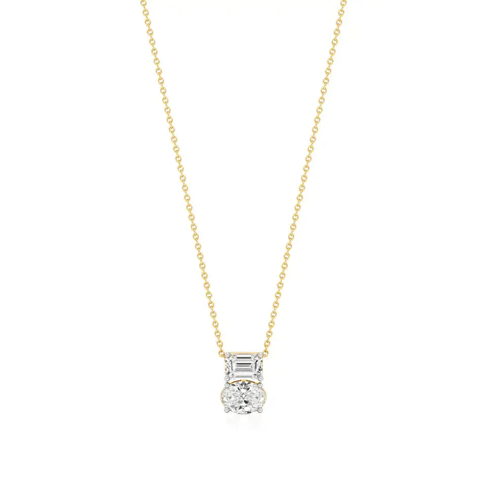 Toi et Moi | Oval & Emerald Lab Grown Diamonds Pendant - Nivara