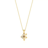 Flora | Diamonds Clustered Floral Design with Ruby Accent Pendant - Nivara