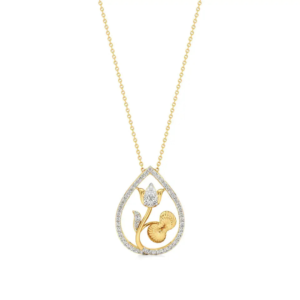 Flora | Pear & Round Lab Grown Diamonds Floral Pendant - Nivara