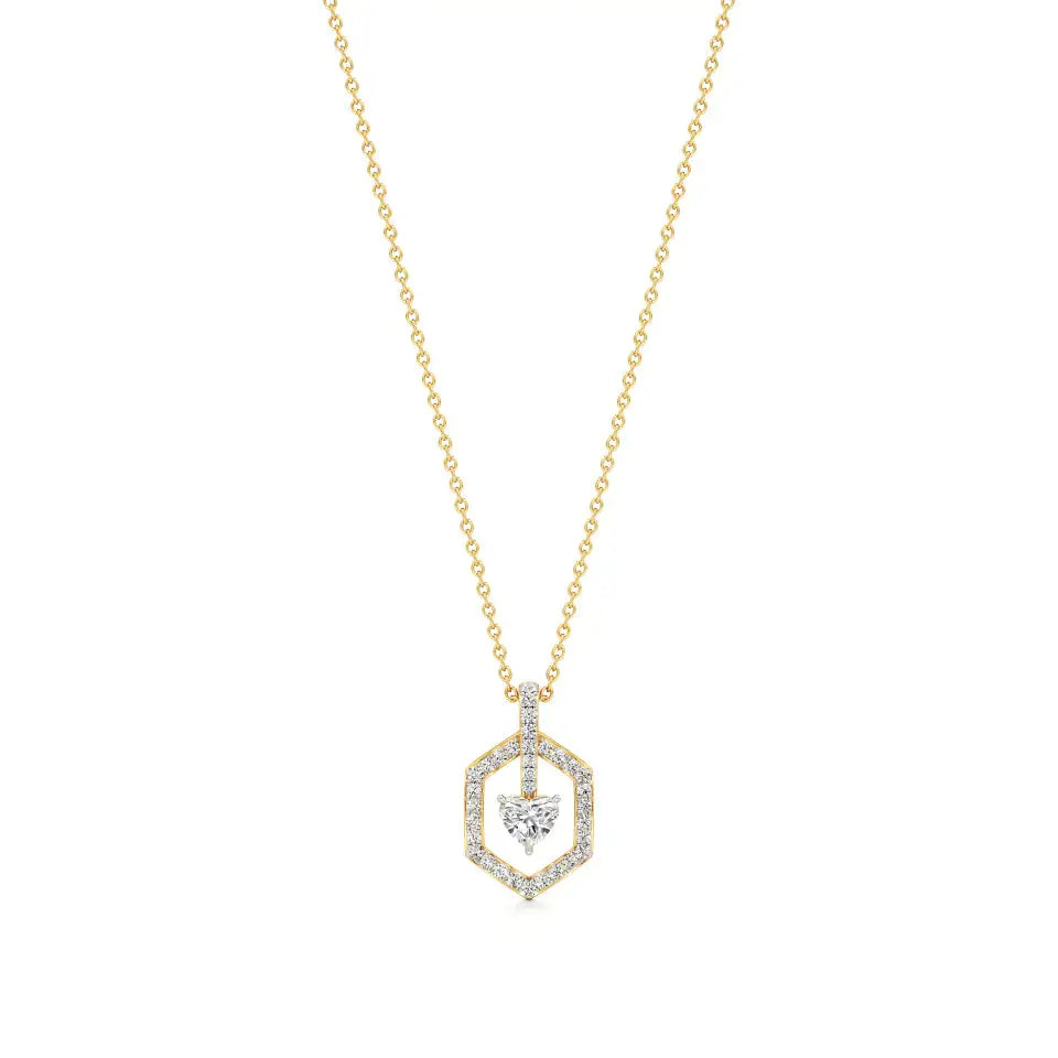 Sneh | Elegant Heart & Round Lab Grown Diamonds Pendant - Nivara