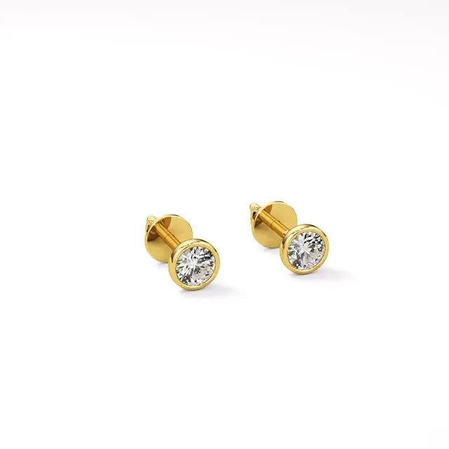 Mirage | Round Lab-Grown Diamond Studs with Bezel Setting - Nivara