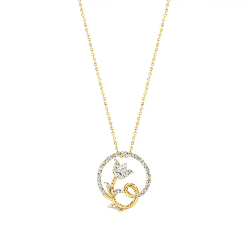 Flora | Pear & Round Lab Grown Diamonds Floral Pendant - Nivara