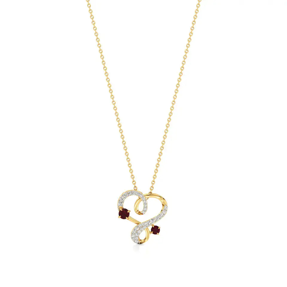 Sneh | Ruby & Round Lab Grown Diamonds Heart Pendant - Nivara