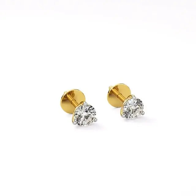 Sia | Three Prong Studs with Round Lab-Grown Diamond - Nivara