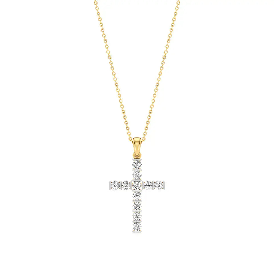 Aura | Round Lab Grown Diamond Cross Pendant - Nivara