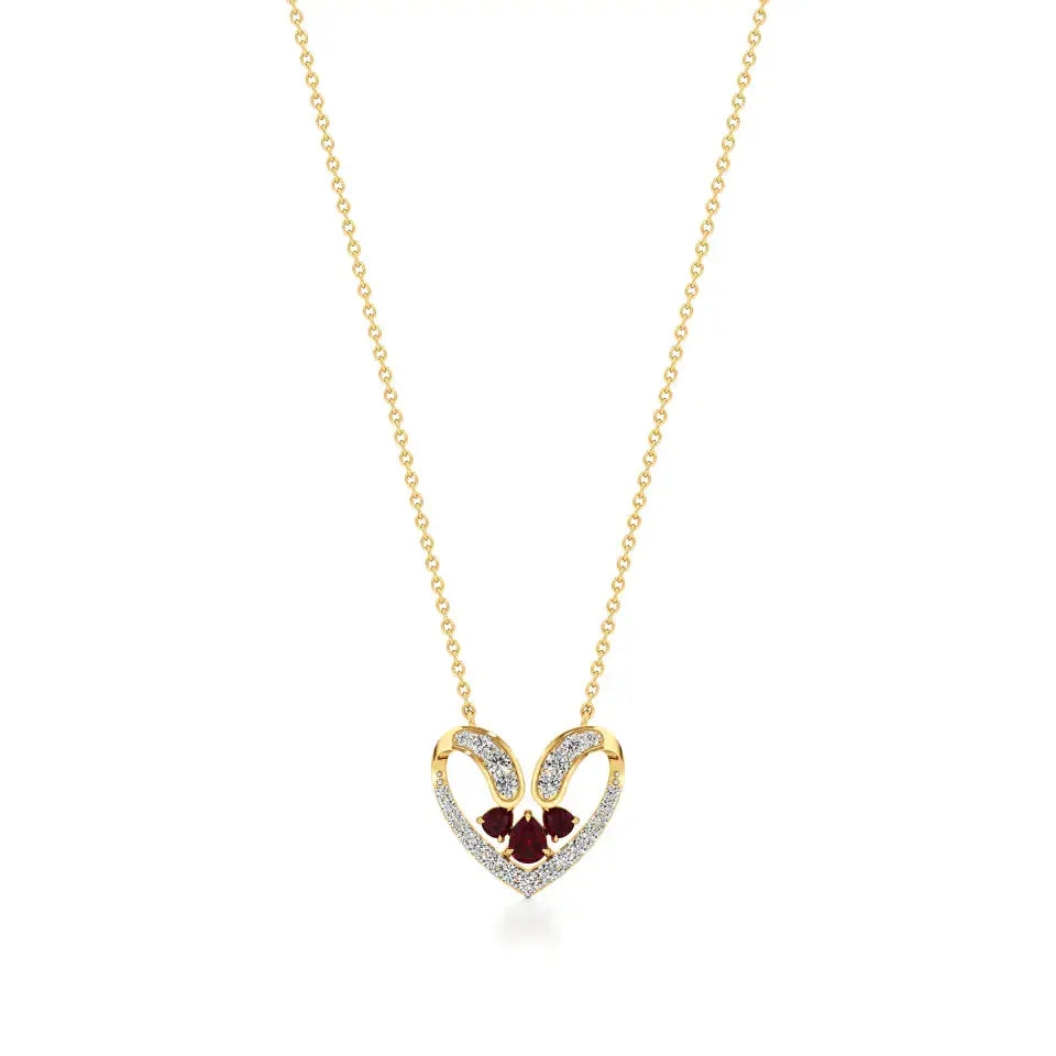 Sneh | Ruby & Lab Grown Diamonds Heart Pendant - Nivara