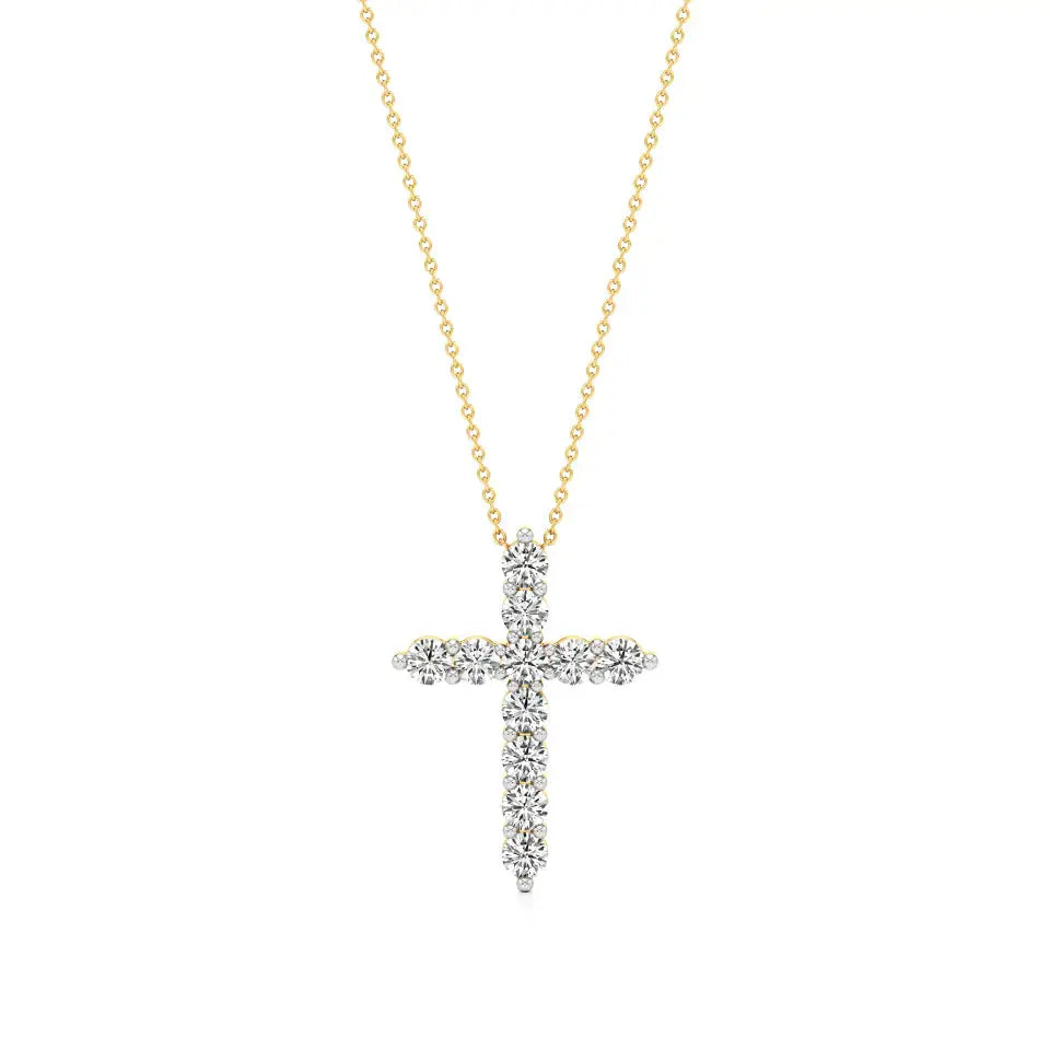 Aura | Elegant Round Lab Grown Diamonds Cross Pendant - Nivara
