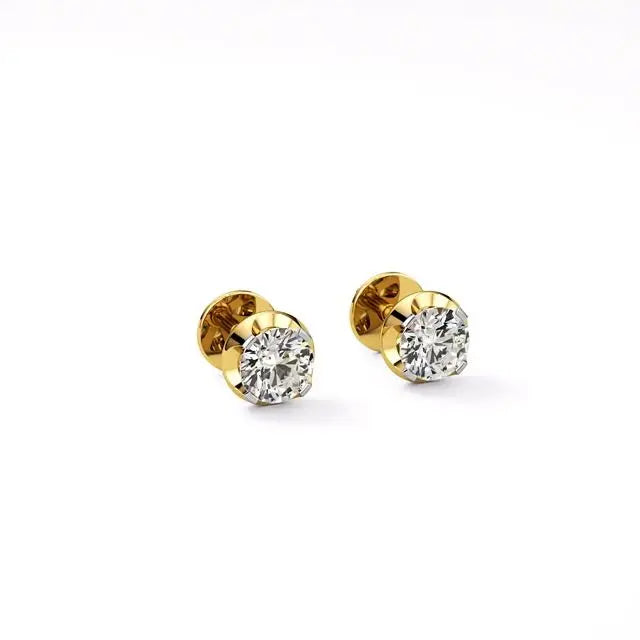 Mirage | Round Solitaire Lab-Grown Diamond Studs - Nivara