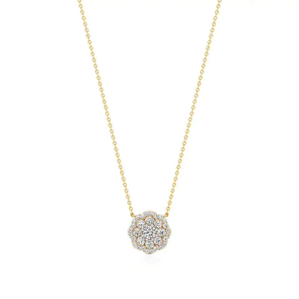 Flora | Classic Lab Grown Diamond Floral Halo Pendant - Nivara
