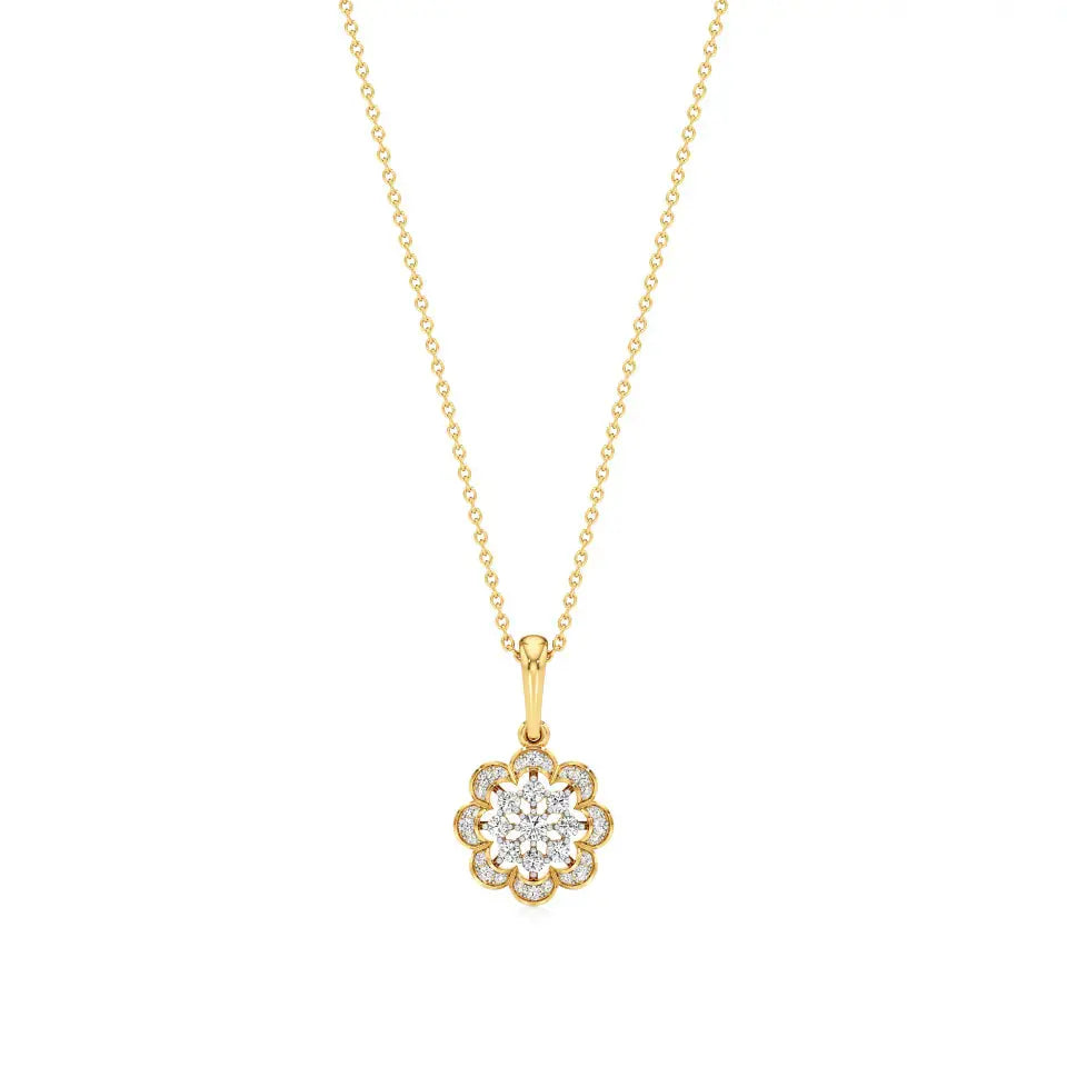 Flora | Round Lab Grown Diamonds Floral Pendant - Nivara