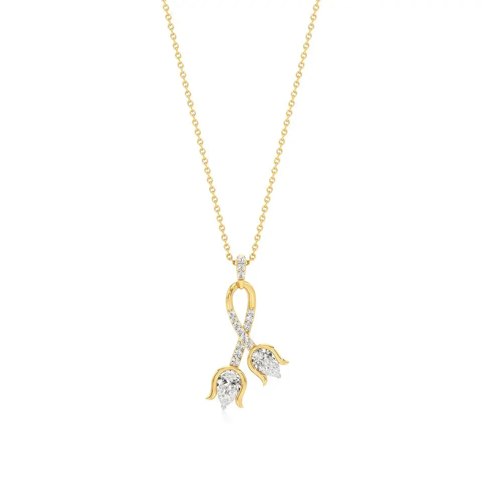 Flora | Pear & Round Lab Grown Diamonds Floral Pendant - Nivara