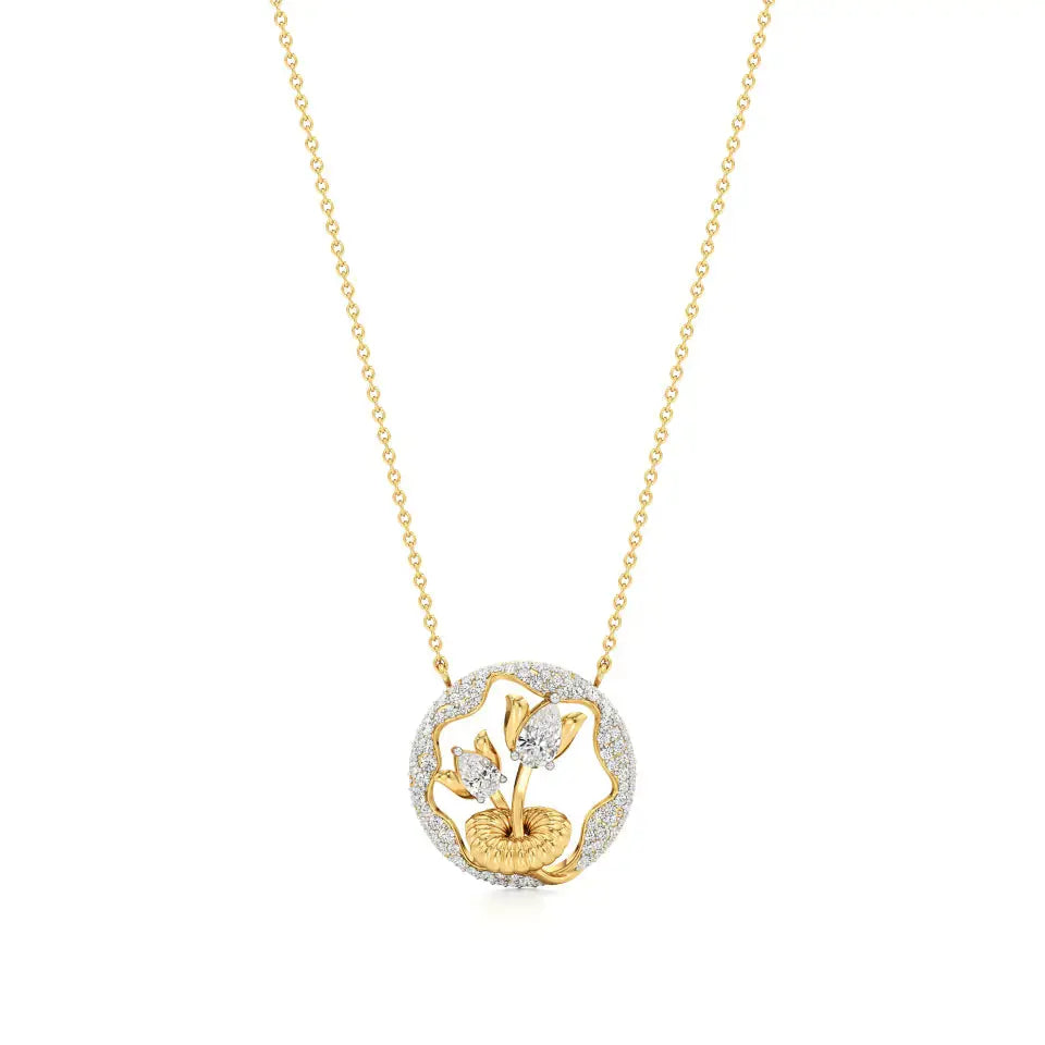 Flora | Classic Pear & Round Lab Grown Diamonds Floral Pendant - Nivara