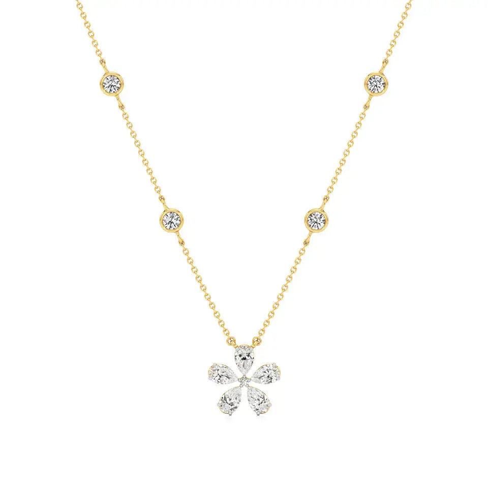 Flora | Pear & Round Lab Grown Diamonds Pendant - Nivara