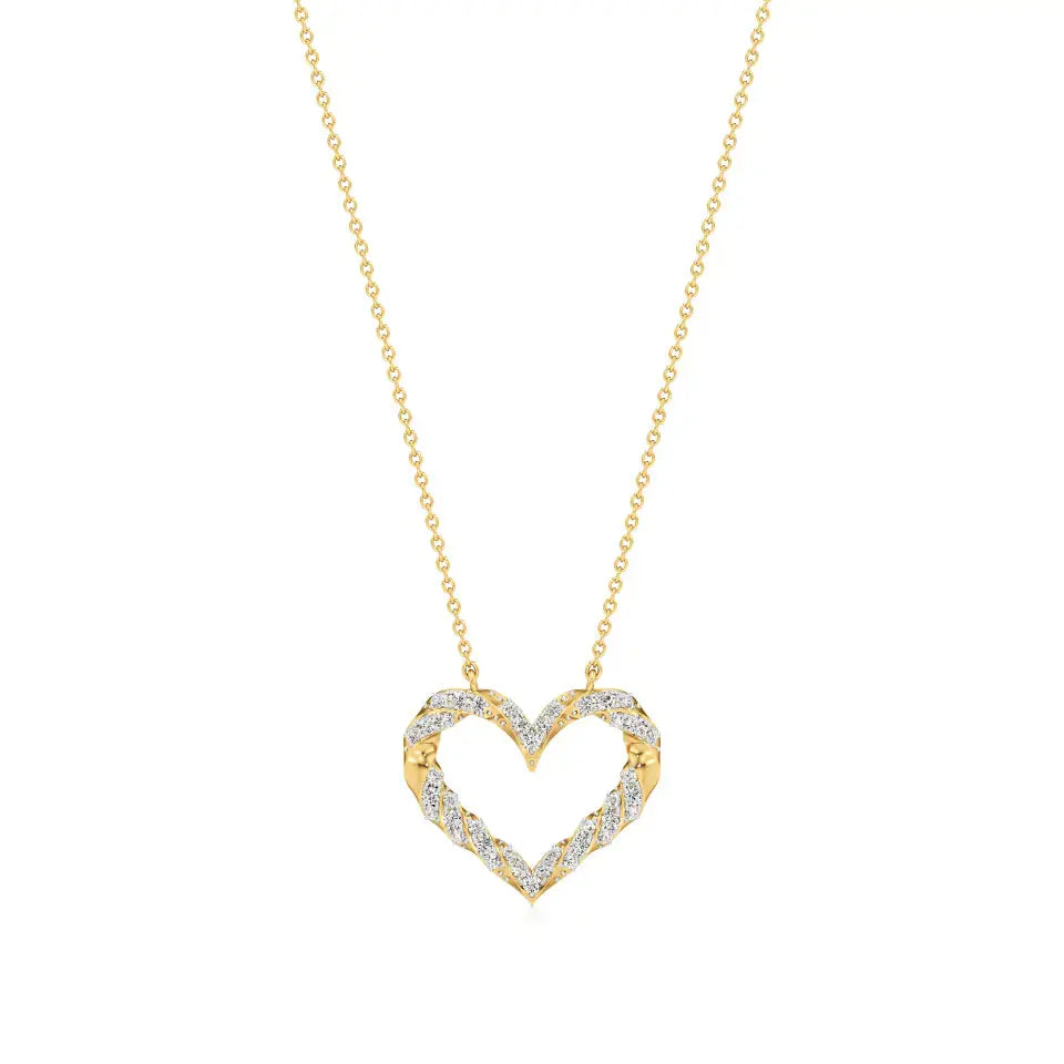 Sneh | Round Lab Grown Diamonds Twisted Heart Pendant - Nivara