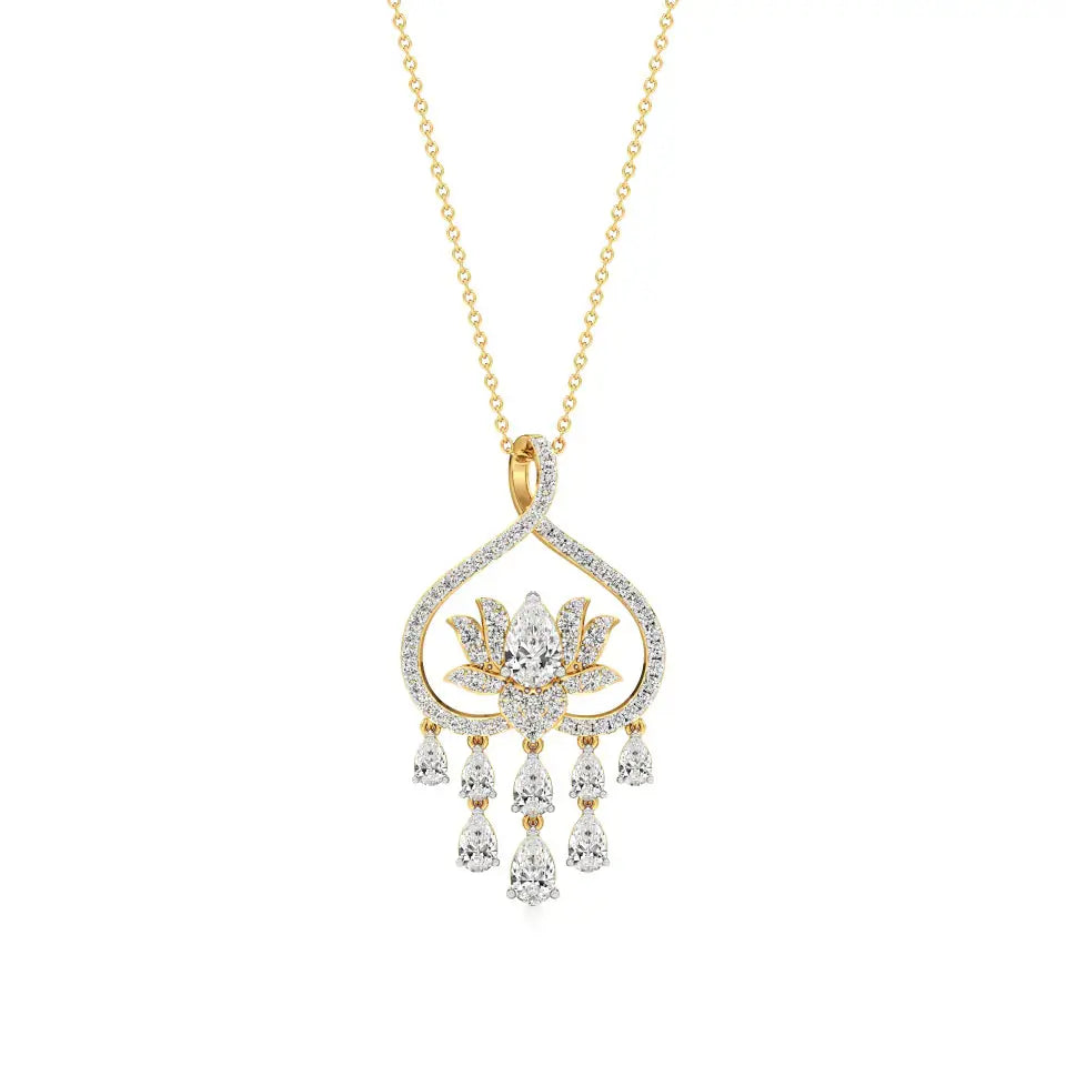 Flora | Pear & Round Lab Grown Diamonds Lotus Pendant - Nivara