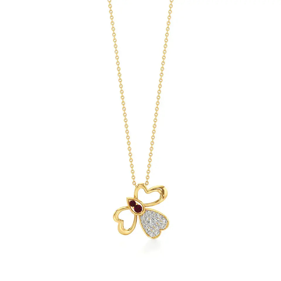 Vanya | Lab Grown Diamonds and Ruby Butterfly Wings Pendant - Nivara