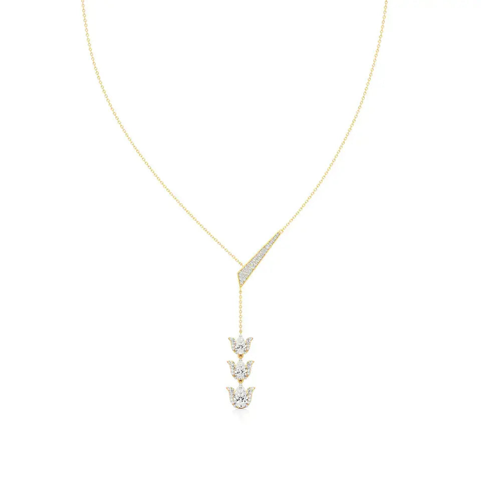 Flora | Pear & Round Lab Grown Diamonds Lotus Petals Necklace - Nivara